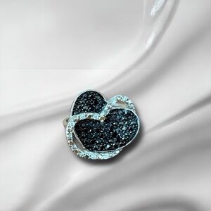 Sterling silver double hearts ring, size 7 (resizable)